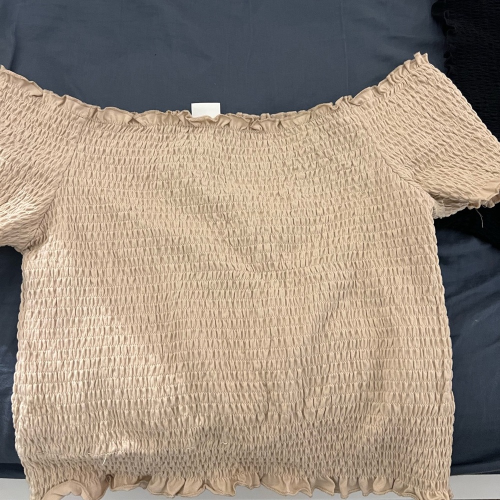 Tan off the shoulder crop top H&M